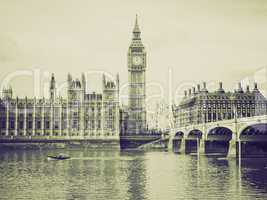 vintage sepia houses of parliament, london