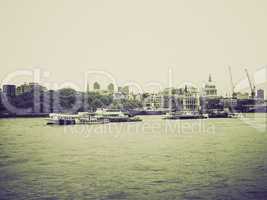 vintage sepia river thames in london