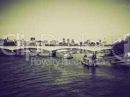 vintage sepia river thames in london