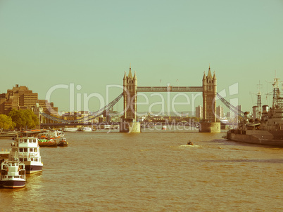 retro looking tower bridge, london