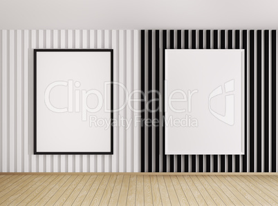 interior with white and black frames
