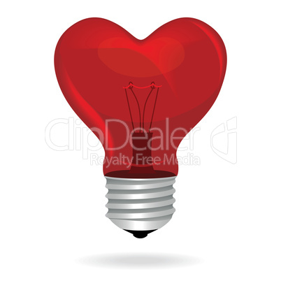 heart love light bulb vector isolated object.