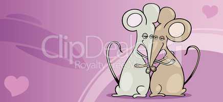 mice in love valentine card cartoon