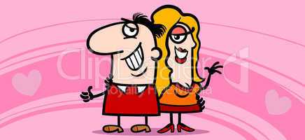 couple in love valentine card cartoon