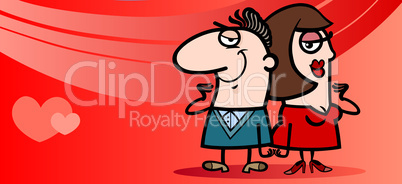 couple in love valentine card cartoon