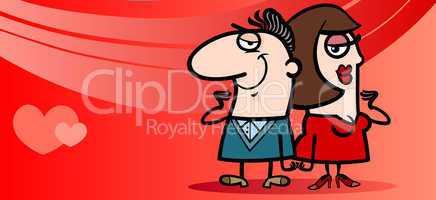 couple in love valentine card cartoon