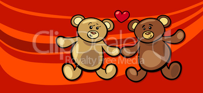 teddy bears in love valentine card