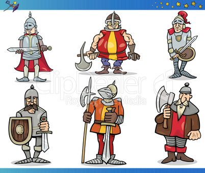 Cartoon Fantasy Knights Characters Set