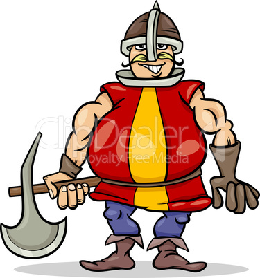 knight with axe cartoon illustration
