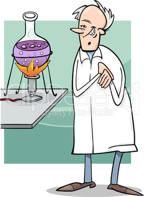 scientist in laboratory cartoon illustration