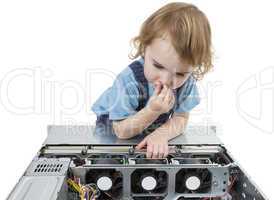 child with network computer
