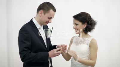 Bride with pigeon.