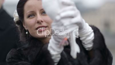 Bride with pigeon.