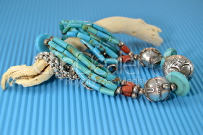 Silver necklace with turquoise