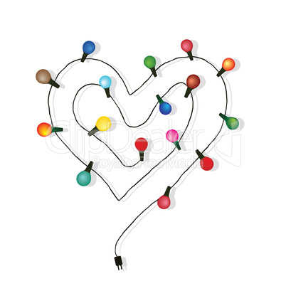 heart love light bulb vector