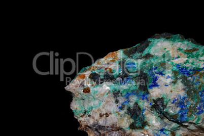 mineralien azurit malachit und pyrit