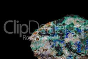 mineralien azurit malachit und pyrit