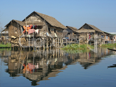 Dörfer am Inle See, Myanmar, Asien