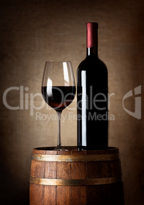 Wine on a barrel