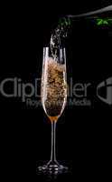 Golden champagne in glass