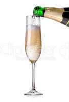 Champagne pouring in a glass