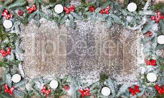 wood background christmas snow