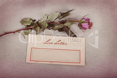 love letter in vintage style with a rose