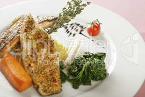 fish dish with spinach