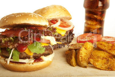 two burger with cola