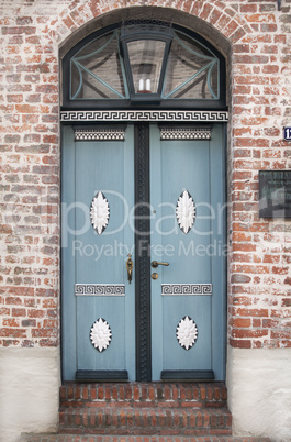 vintage style country door in blue