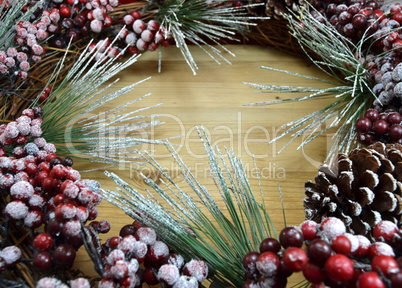 Background Christmas decoration with pine cones