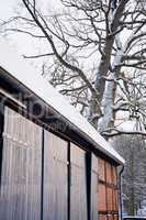 house in snowy winter