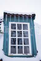 house in snowy winter