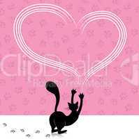 valentine day cat scratching heart
