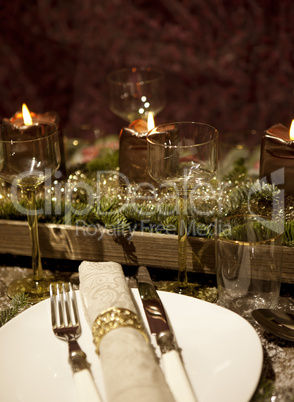 christmas table decorated