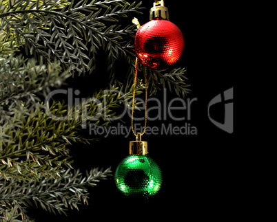 A red and green  christmas ball