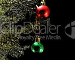 A red and green  christmas ball