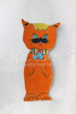 children's drawing with red cat