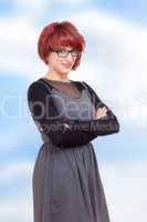 elegant fashionable woman with glasses