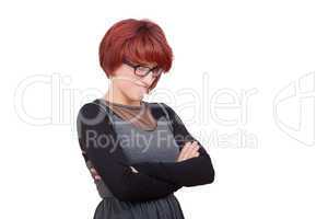 elegant defiant woman with glasses