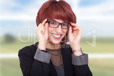 elegant fashionable woman with glasses