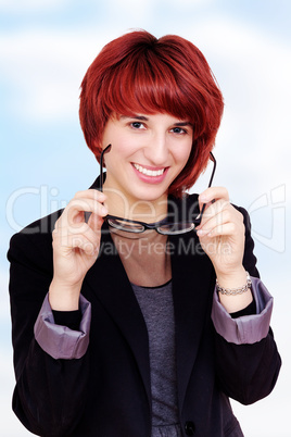 elegant fashionable woman with glasses