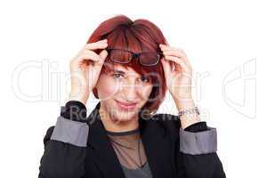 elegant fashionable woman with glasses