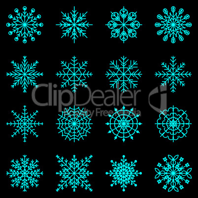 create snowflake icons on black background