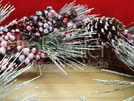 Background Christmas decoration with pine cones