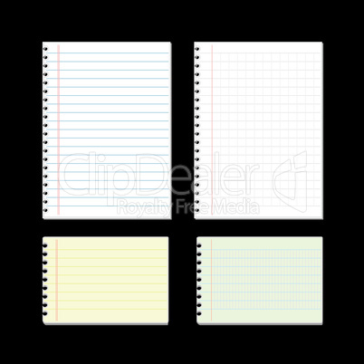 sheet of lined papers on black background