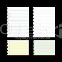 sheet of lined papers on black background