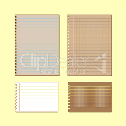 vintage lined papers on yellow background