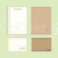 retro lined papers on green background