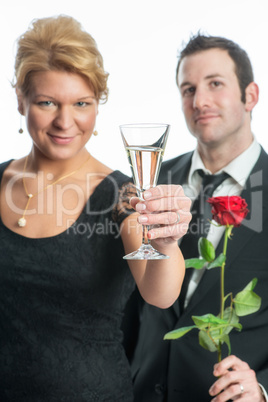 Paar mit Sektglas